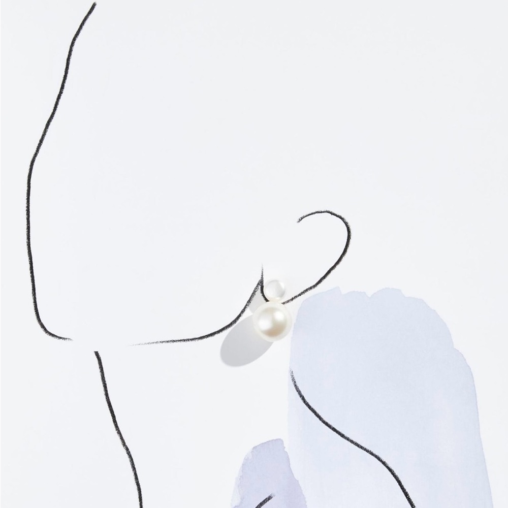 Anthropologie Shashi “Fenmore” Double Ball Pearl Dual Front Back Post Ear Jacket - Picture 3 of 16